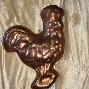 Portugal Copper Rooster jello mold wall hanging 11” tall